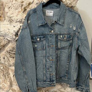 Old Navy Distressed Light Blue Denim Jacket